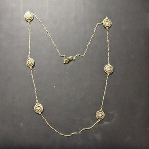 Banana Republic Gold Tone Rhinestone Circle and Bar Chain Statement Necklace